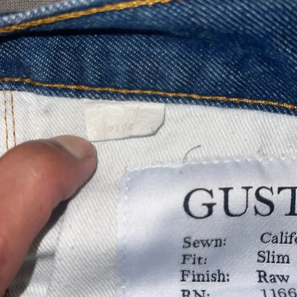 Gustin mens slim raw jeans #192 Italy Sky size 32